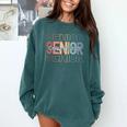 Class Of 2025 Senior 2025 Graduation Leopard Retro Rainbow Comfort Colors Sweatshirt Blue Spruce