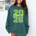 Class Of 2026 Graduation Varsity Lime Green Letters Comfort Colors Sweatshirt Blue Spruce