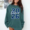 Class Of 2026 Graduation Varsity Navy Blue Letters Premium Tri-Blend Comfort Colors Sweatshirt Blue Spruce