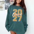 Class Of 2027 Graduation Varsity Orange On The Back Premium Tri-Blend Comfort Colors Sweatshirt Blue Spruce