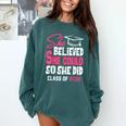 Class Of 2032 She Believed She Could Kids Graduation T-Shirt Comfort Colors Sweatshirt Blue Spruce
