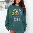Class Of 2035 Grow With Me Checklist Graduation Comfort Colors Sweatshirt Blue Spruce