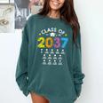 Class Of 2037 Grow With Me Checklist Graduation Comfort Colors Sweatshirt Blue Spruce