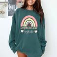 Cosmetology Instructor Cosmetologist Graduation Rainbow Comfort Colors Sweatshirt Blue Spruce