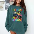 I Crushed Pre-K Monster Truck Graduation Preschool Grad 2025 Comfort Colors Sweatshirt Blue Spruce