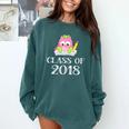 Cute Pink School Owl Class Of 2018 Graduation Comfort Colors Sweatshirt Blue Spruce