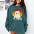 Ew People Introvert Cat Lover Crazy Colorful Cat Lady Comfort Colors Sweatshirt Blue Spruce