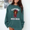 Future HBCU Grad Girl Wearing Graduation Gown Comfort Colors Sweatshirt Blue Spruce