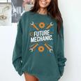 Future Mechanic Graduation School Kids Toddler Women Men Gag Comfort Colors Sweatshirt Blue Spruce