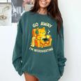 Go Away I'm Introverting Cat Coffee Headphones Comfort Colors Sweatshirt Blue Spruce