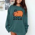 Grad Class Of 2026 Capybara Graduation Graduated Kids Comfort Colors Sweatshirt Blue Spruce