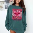 Graduate 2025 For Senior 2025 Graduation Coquette Pink Bow Comfort Colors Sweatshirt Blue Spruce