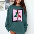 Graduation Latina Educated La Graduada Mexican Bingo Card Comfort Colors Sweatshirt Blue Spruce