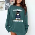 Graduation Penguin Licensed Smartass Graduate Comfort Colors Sweatshirt Blue Spruce