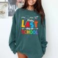 Happy Last Day Of School Teacher Women Student Graduation Comfort Colors Sweatshirt Blue Spruce