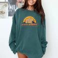 Introvert Me Happy Retro Sunset Capybara Tee Comfort Colors Sweatshirt Blue Spruce