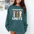 Introvert Unite Kitty Paws Raise Introverted Gathering Comfort Colors Sweatshirt Blue Spruce