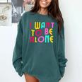 Introvert I Want To Be Alone Retro Wavy Comfort Colors Sweatshirt Blue Spruce