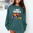 I Just Crushed Preschool Monster Truck Graduation Comfort Colors Sweatshirt Blue Spruce