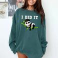 I Did It Kawaii Panda With Graduation Cap Diploma Comfort Colors Sweatshirt Blue Spruce