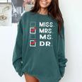 Miss Mrs Ms Dr Check Doctoral Student Bye PhD Graduation Comfort Colors Sweatshirt Blue Spruce