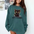 Not A Hugger Tee Angry Cat Sarcastic Cute Introvert Comfort Colors Sweatshirt Blue Spruce