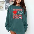 Nurse Survived Nursing School Graduation Comfort Colors Sweatshirt Blue Spruce