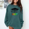 Pre-K -12th Grade Hand Prints Space Graduation Class Of 2037 Comfort Colors Sweatshirt Blue Spruce
