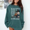 Queen Masters Degree Graduation Educated Melanin Grad Comfort Colors Sweatshirt Blue Spruce