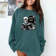 READING IN PEACE RIP Introvert Skeleton Read Book Meme Comfort Colors Sweatshirt Blue Spruce