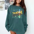 Senior 2024 Groovy Retro Class Of 2024 Graduation Senior 24 Comfort Colors Sweatshirt Blue Spruce