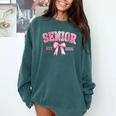 Senior 2026 Coquette Pink Bow Class Of 2026 Graduation Girls Comfort Colors Sweatshirt Blue Spruce