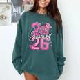 Senior 2026 Graduation Girls Coquette Pink Bow Class Of 2026 Premium Comfort Colors Sweatshirt Blue Spruce