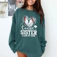 Senior Sister Class Of 2026 Baseball Graduation Heart Comfort Colors Sweatshirt Blue Spruce