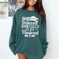 She Believed She Could So She Mastered It Graduation 2023 Comfort Colors Sweatshirt Blue Spruce