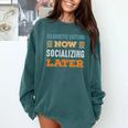 Silhouette Cutting Now Minimal Socializing Introvert Comfort Colors Sweatshirt Blue Spruce