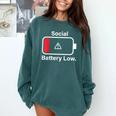 Social Battery Low Anti-Social Introvert Comfort Colors Sweatshirt Blue Spruce