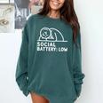 Social Battery Low Apparel Introvert Humor Comfort Colors Sweatshirt Blue Spruce