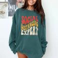 Social Distancing Expert Introvert Comfort Colors Sweatshirt Blue Spruce