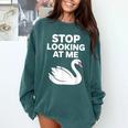Stop Looking At Me Swan Introvert Humor Comfort Colors Sweatshirt Blue Spruce