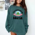 Stop Perceiving Me Bestie Alien Neurodivergent Introvert Comfort Colors Sweatshirt Blue Spruce