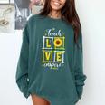 Sunflower Teach Love Inspire Cool Graduation Teacher School Comfort Colors Sweatshirt Blue Spruce