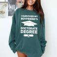 I Survived My Boyfriend's Doctorate Degree Graduation Comfort Colors Sweatshirt Blue Spruce