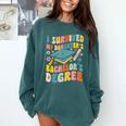 i Survived My Daughter's Bachelors Degree Groovy Graduation Comfort Colors Sweatshirt Blue Spruce