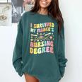 i Survived My Fiance's Nursing Degree Graduation Groovy Premium Comfort Colors Sweatshirt Blue Spruce