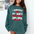 I Survived My Son's High School Diploma Graduation Comfort Colors Sweatshirt Blue Spruce