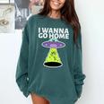 I Wanna Go Home Introvert UFO UAP Flying Saucer Trippy Alien Comfort Colors Sweatshirt Blue Spruce I Wanna Go Home Introvert UFO UAP Flying Saucer Trippy Alien Comfort Colors Sweatshirt Blue Spruce