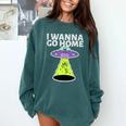 I Wanna Go Home Introvert UFO UAP Flying Saucer Trippy Alien Comfort Colors Sweatshirt Blue Spruce