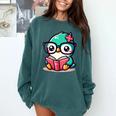 Adorable Book Lover Humming Bird With Reading Glasses Cute Comfort Colors Sweatshirt Chalky Mint