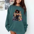 Back To School Afro Melanin Girl Reading Book Bookworm Comfort Colors Sweatshirt Chalky Mint